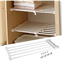 GOTOTOP Estante Divisor del Armario Extensible 73~128cm Armario Separador estantería de Almacenamiento Ajustable para el…